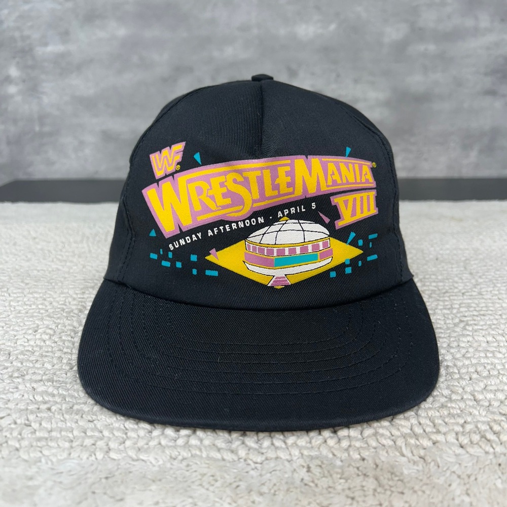 90s Vintage WWF WrestleMania VIII Snapback Trucker Hat OSFA Wrestling Hat